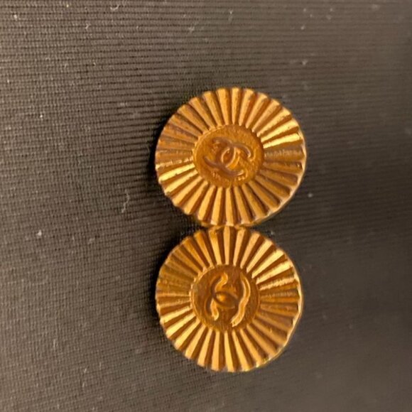 Authentic Vintage Chanel Button Earrings (Upcycled) | Handmade on 14K Gold-Fille - Picture 4 of 8